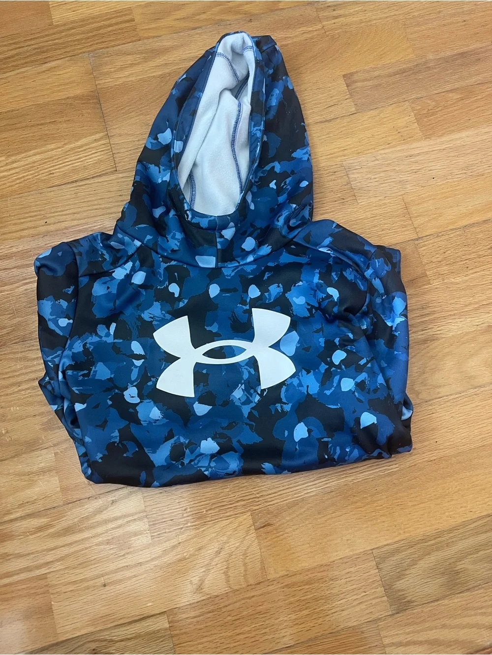 Under Armour Kids Blue Camouflage Hoodie - Logo Front Pullover